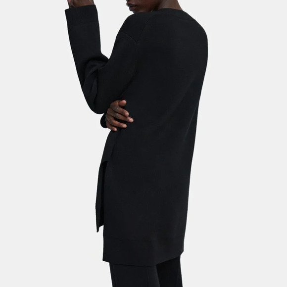 Theory Knit Tunic Empire Fine Merino Wool Tunic Sweater Black Size Large - Picture 4 of 10